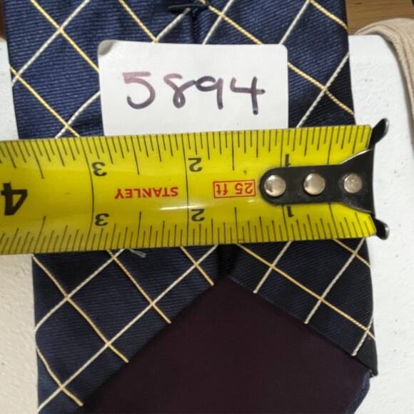 Polo by Ralph Lauren Blue Plaid Design 100% Silk Men's Necktie Hand Made Repp - Picture 7 of 16